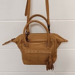 Joelle Hawkens Tan Brown Soft Supple Genuine  Leather Crossbody or handbag Purse